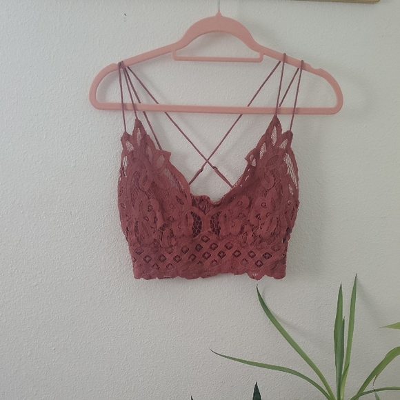 Free People Adella Lace Bralette in Rust - Picture 7 of 10